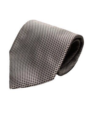 Vintage Enrico Carlucci Tie 100% Silk Made in Italy Geometric Woven Silver 4"